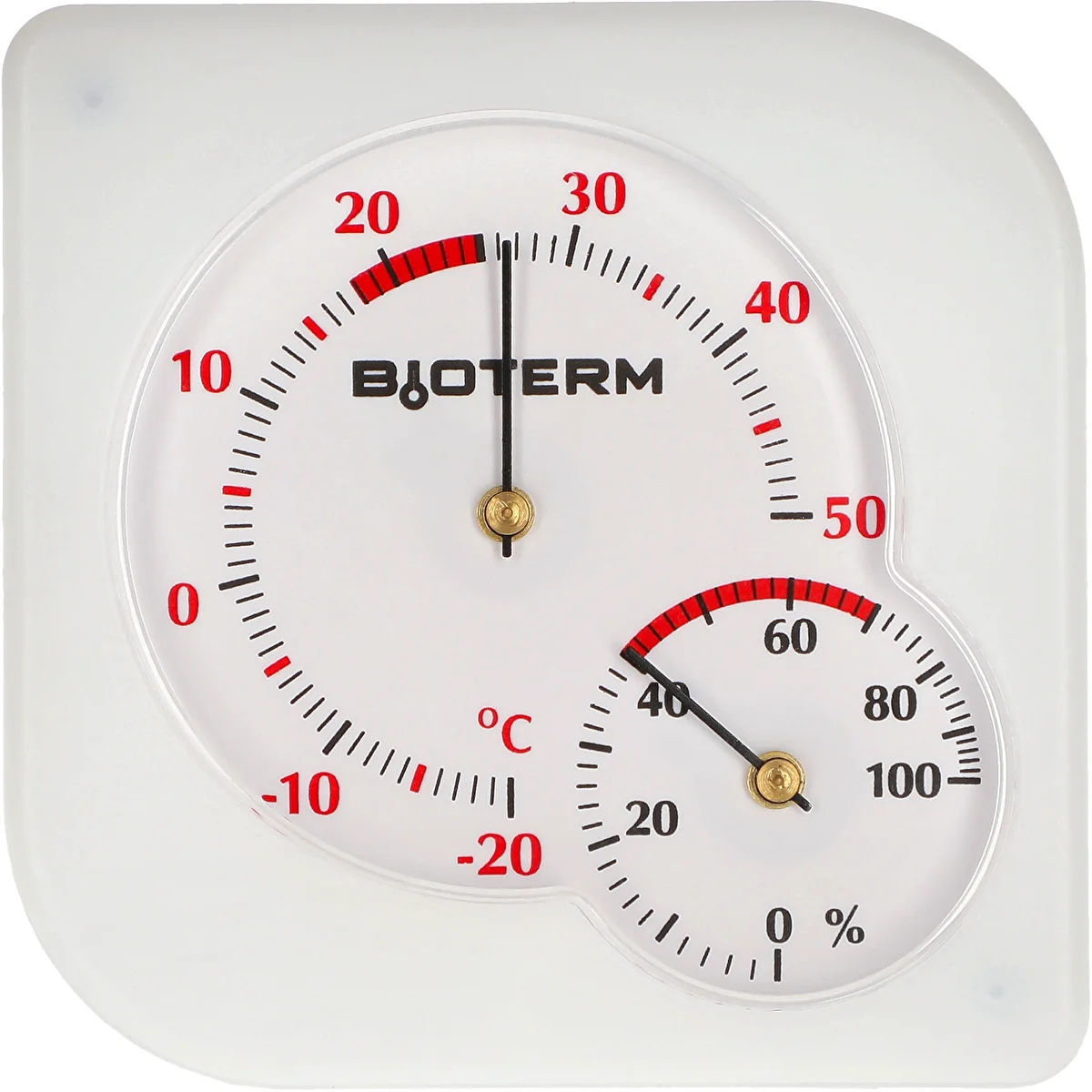 Beltéri bimetál hőmérő higrométerrel (-20 – +50 °C), fehér