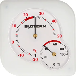 Beltéri bimetál hőmérő higrométerrel (-20 – +50 °C), fehér