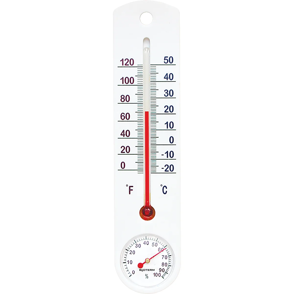 Univerzális fehér hőmérő higrométerrel (-20 °C-tól +50 °C-ig) 25 cm