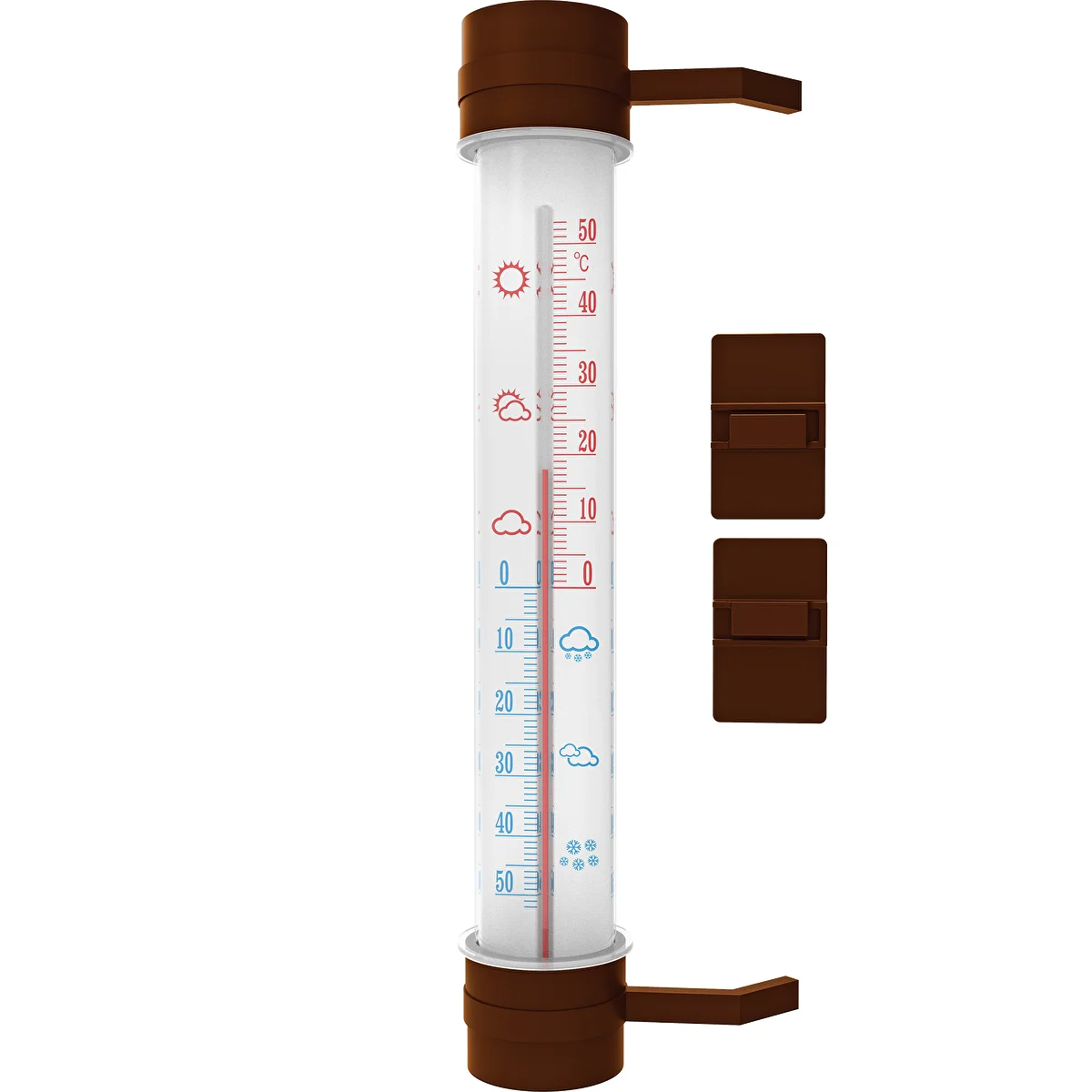 Barna kültéri hőmérő (-50 °C-tól +50 °C-ig) 27 cm