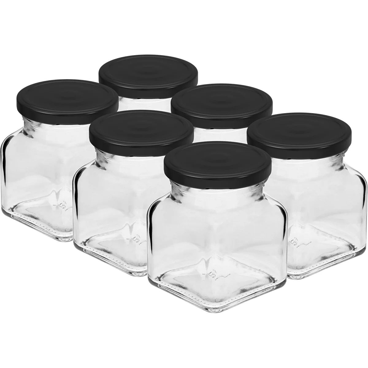 Twist-off üveg 120 ml - Négy sarok fi 53, fekete kupakkal, 6 db