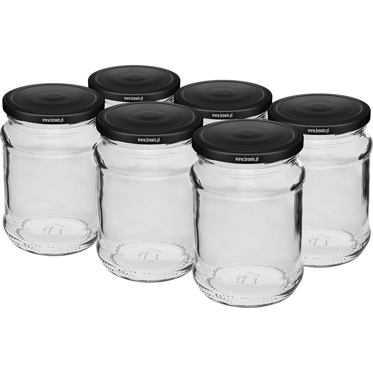 Befőttesüveg 250 ml fi 66/4 fekete csavaros tetővel - 6 db