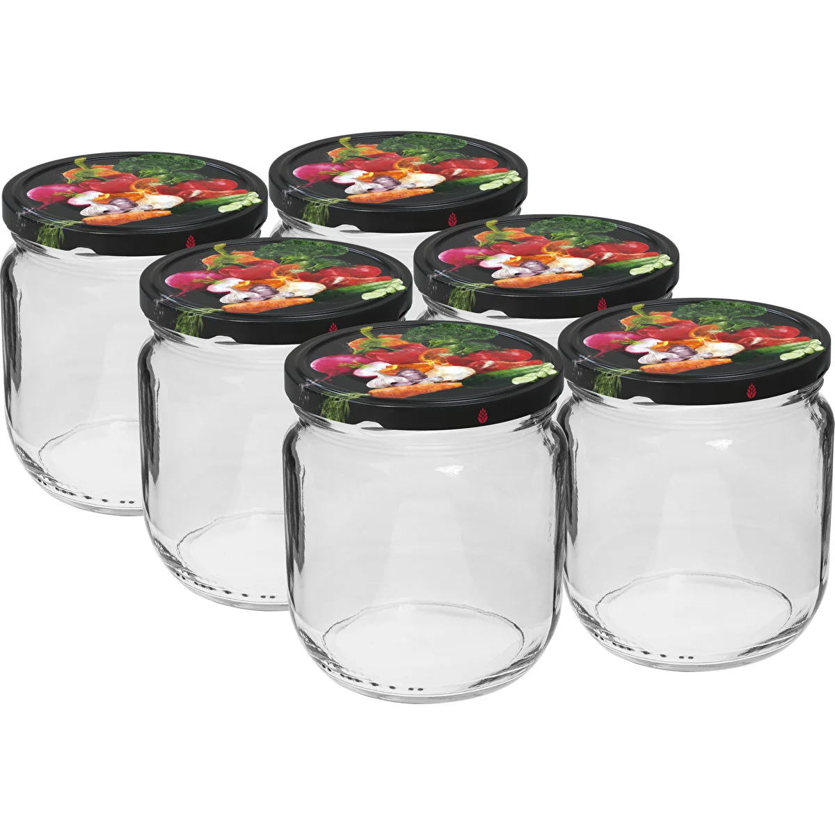 Befőttesüveg TO Gurken 425 ml színes tetővel, fi 82/6 - 6 db