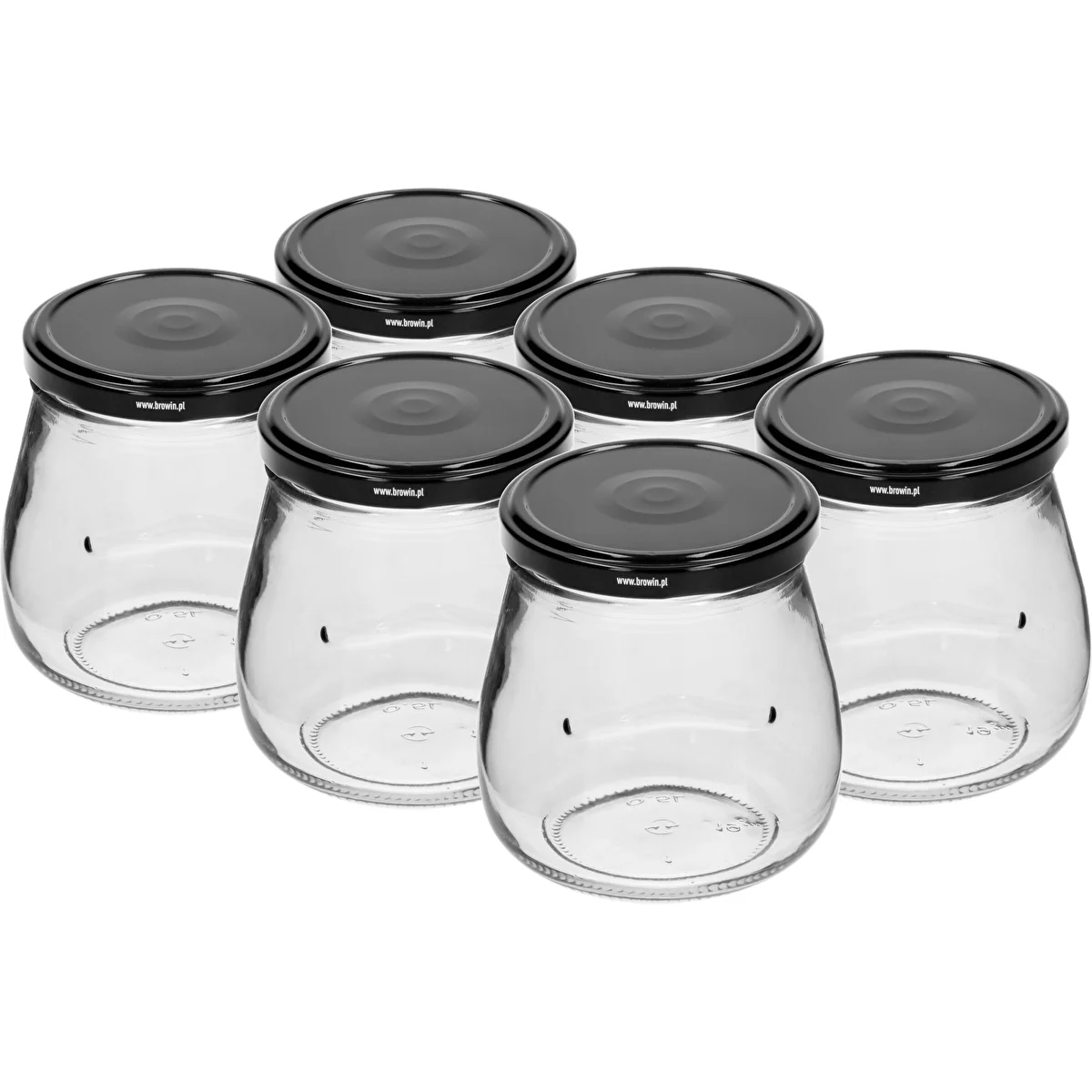 Twist-off, 500 ml-es "Fordított Amfora" befőttesüveg fekete kupakkal, fi 82/6, 6 db