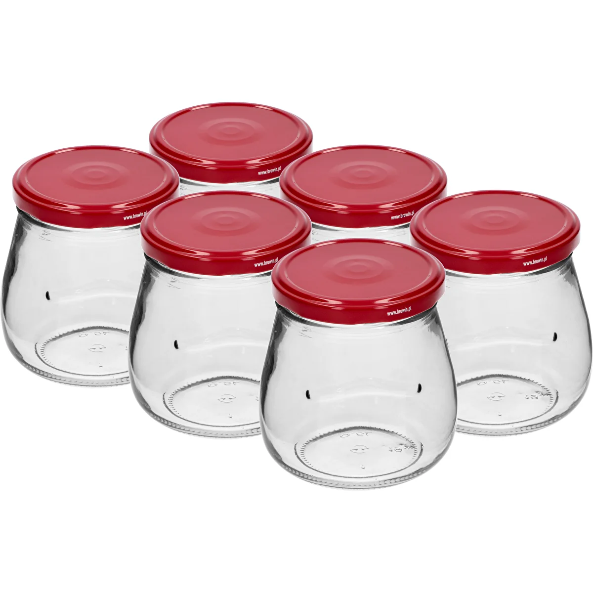 Twist-off 500 ml-es "Fordított Amfora" befőttesüveg bordó kupakkal, fi 82/6, 6 db