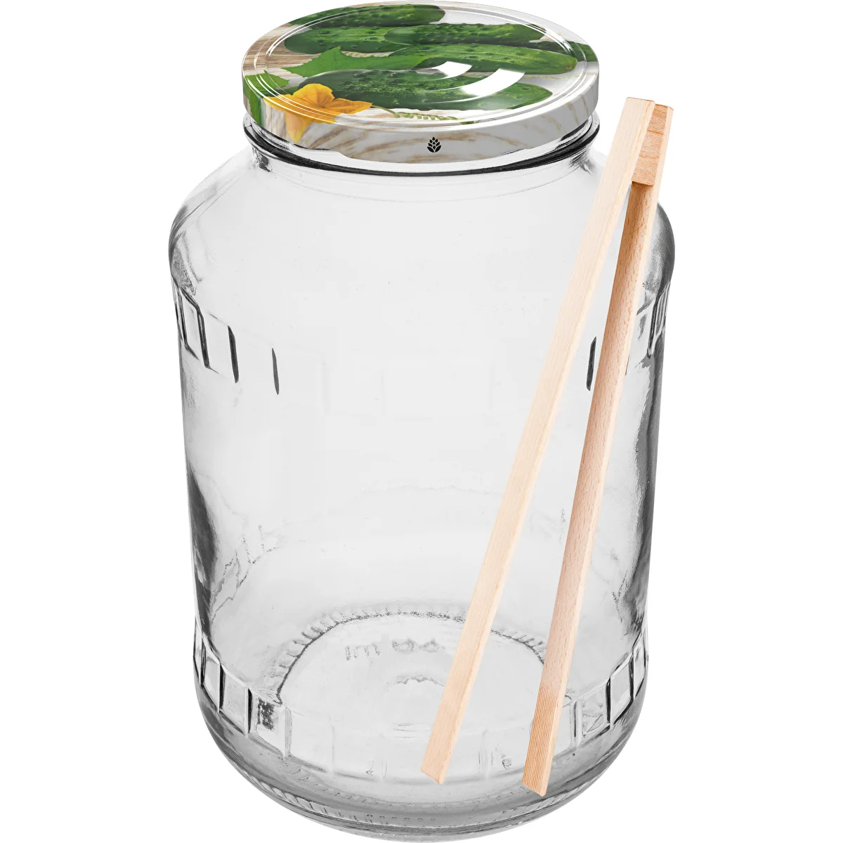 1,5 l-es befőttesüveg, fi 82/6, színes csavaros tetővel + csipesz