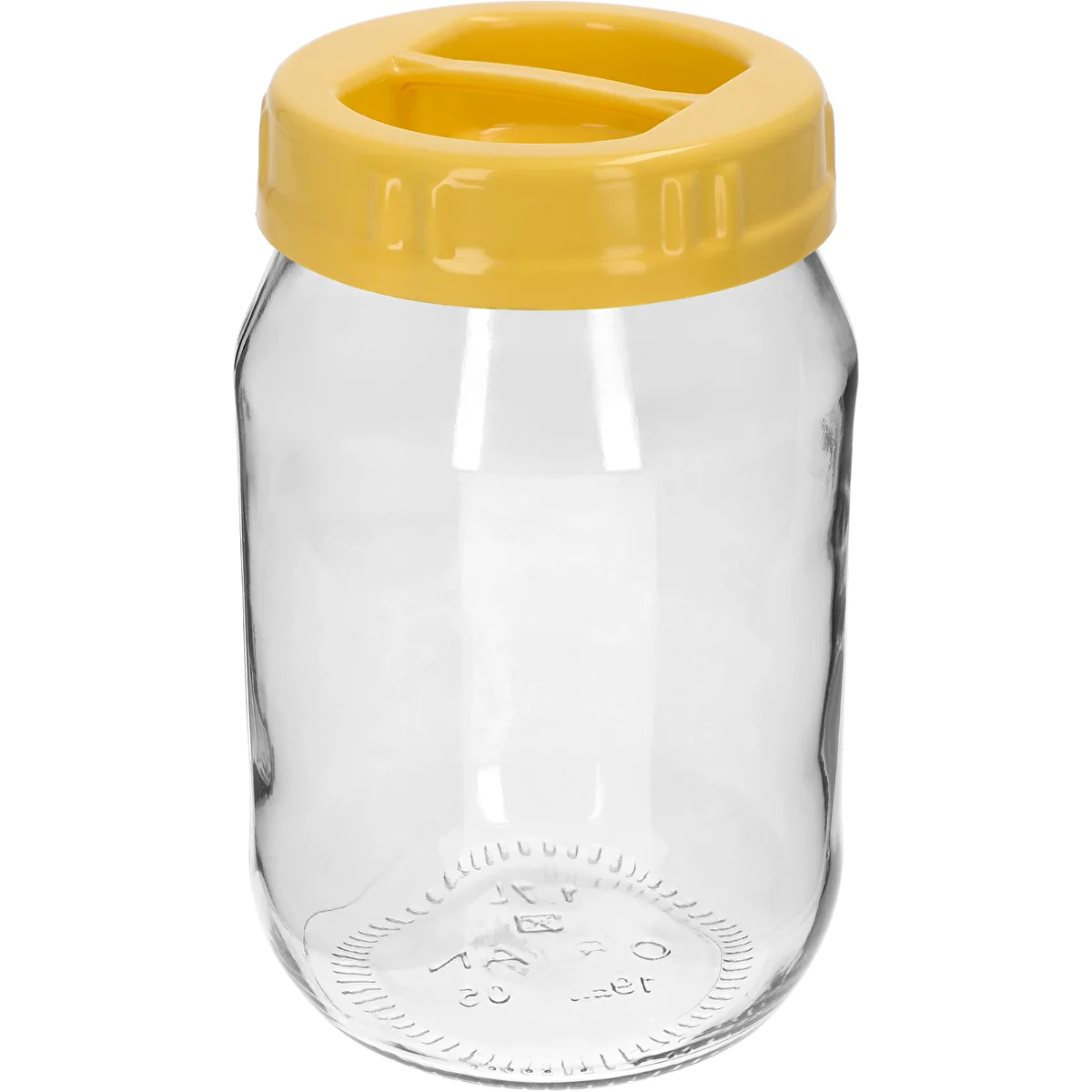 TO üveg, 1,7 l, sárga, fogantyús műanyag tetővel, Ø 100 mm, 1 db