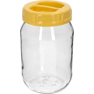 TO üveg, 1,7 l, sárga, fogantyús műanyag tetővel, Ø 100 mm, 1 db