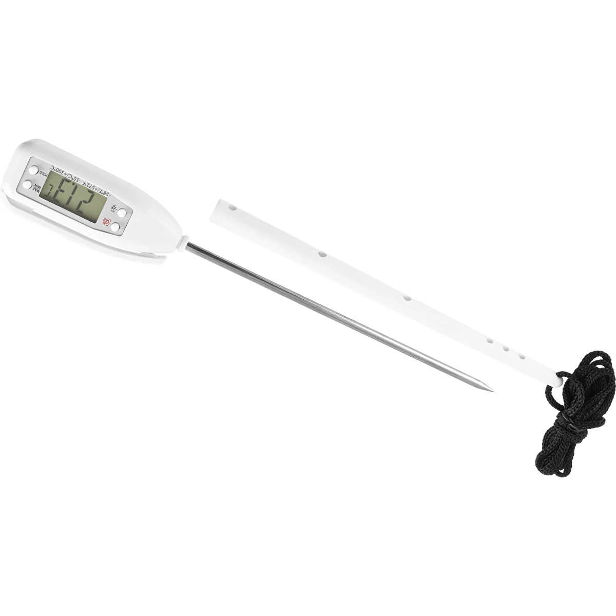Elektronikus konyhai hőmérő (-50°C-tól +300°C-ig) tokkal, fehér