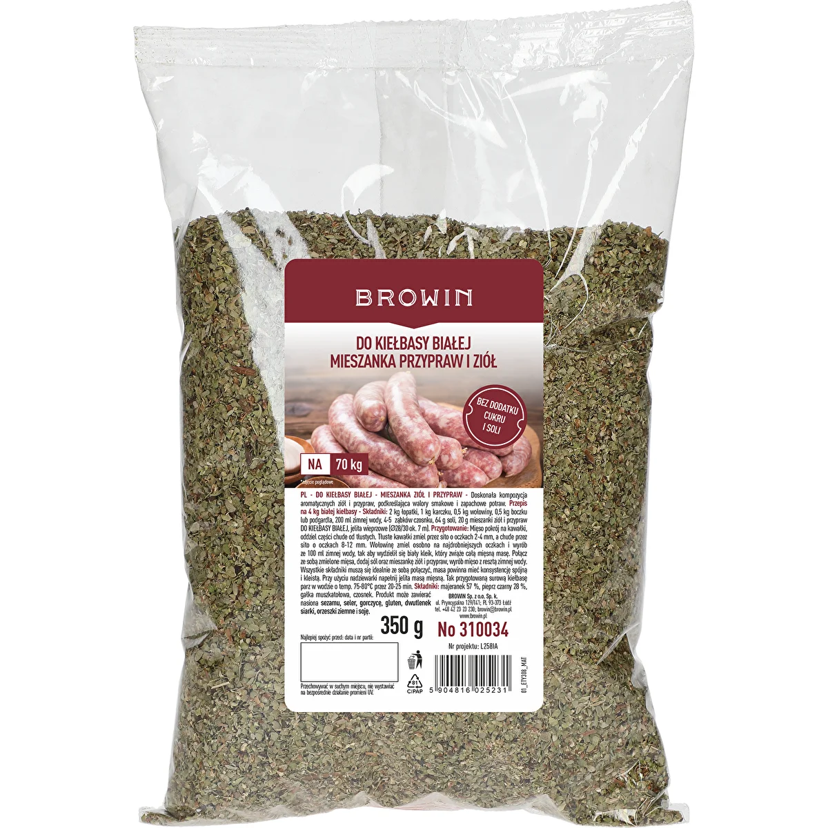 Fehér kolbászhoz - fűszer- és zöldfűszerkeverék, 350g