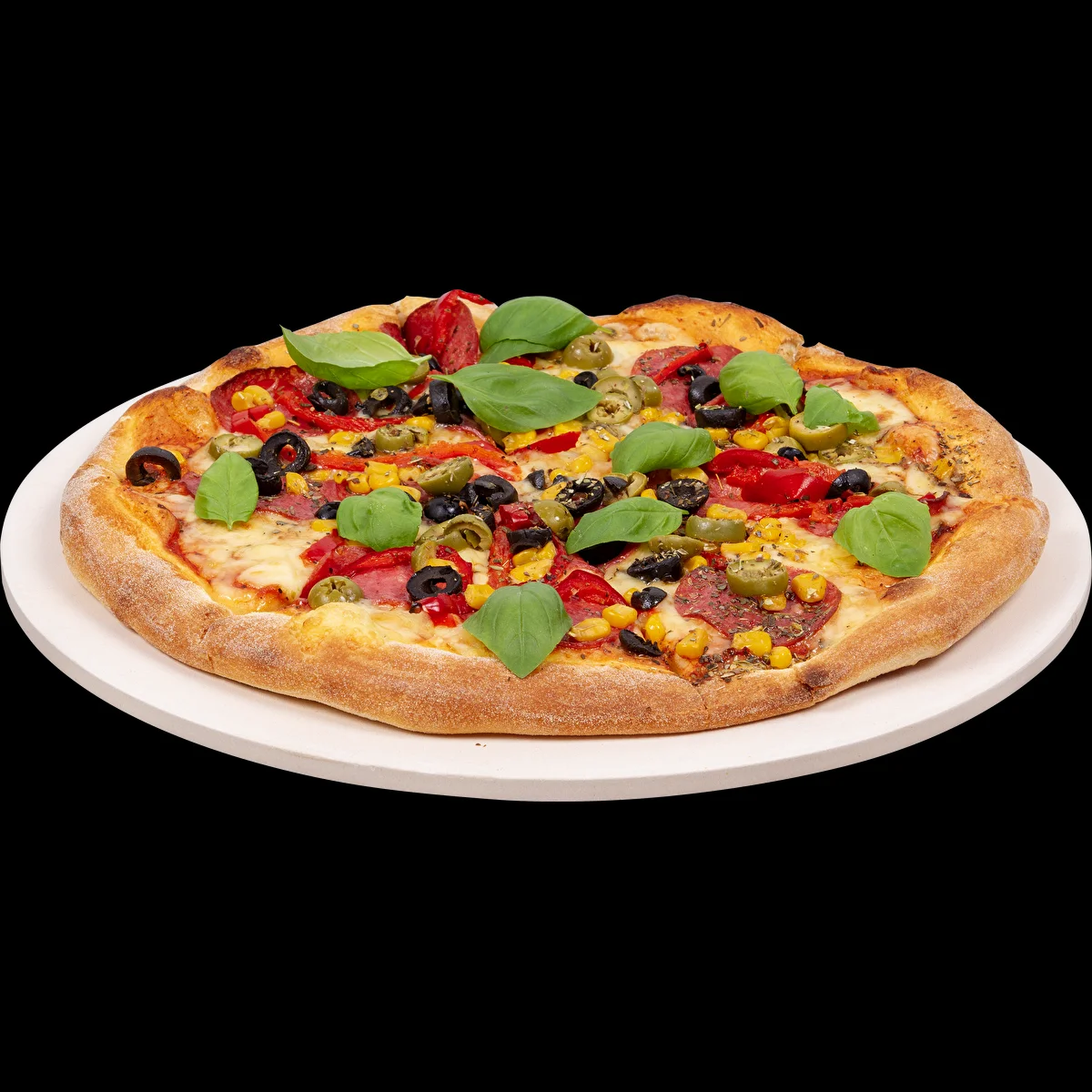 Kerek pizzasütőkő, kordieritból készült, 33 cm átmérőjű
