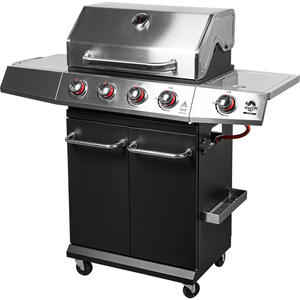 dragON BBQ101 gázgrill, 11,7 kW, fekete-ezüst