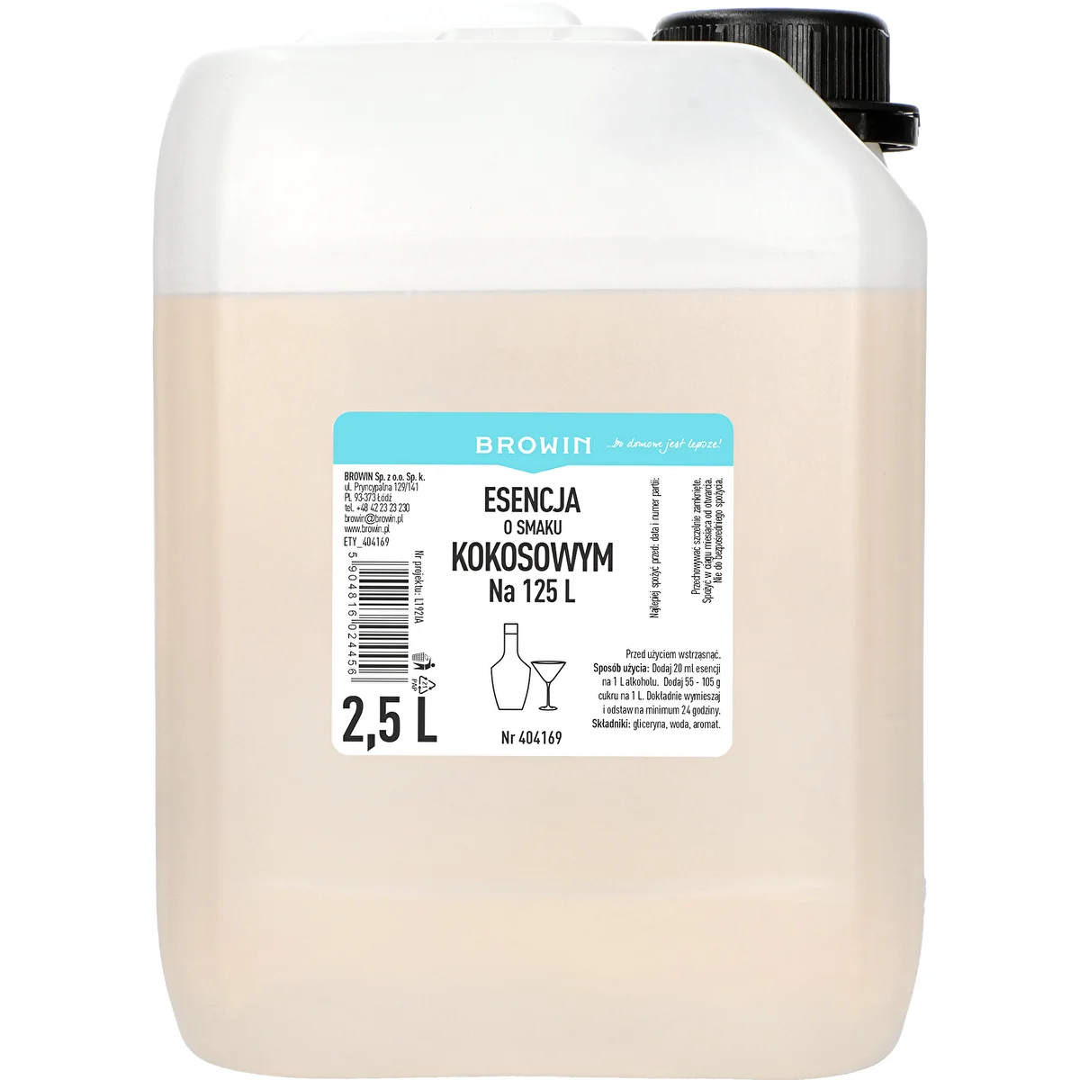Kókusz ízű esszencia, 2,5L, 125L kész italhoz