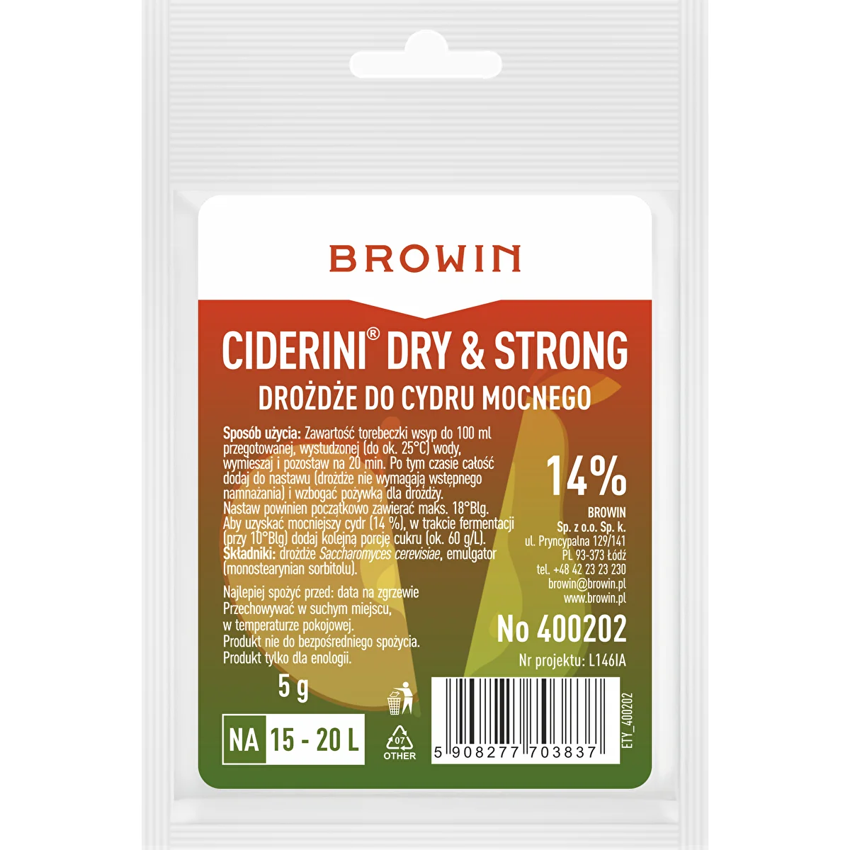 Ciderini Strong ciderélesztő, 5 g