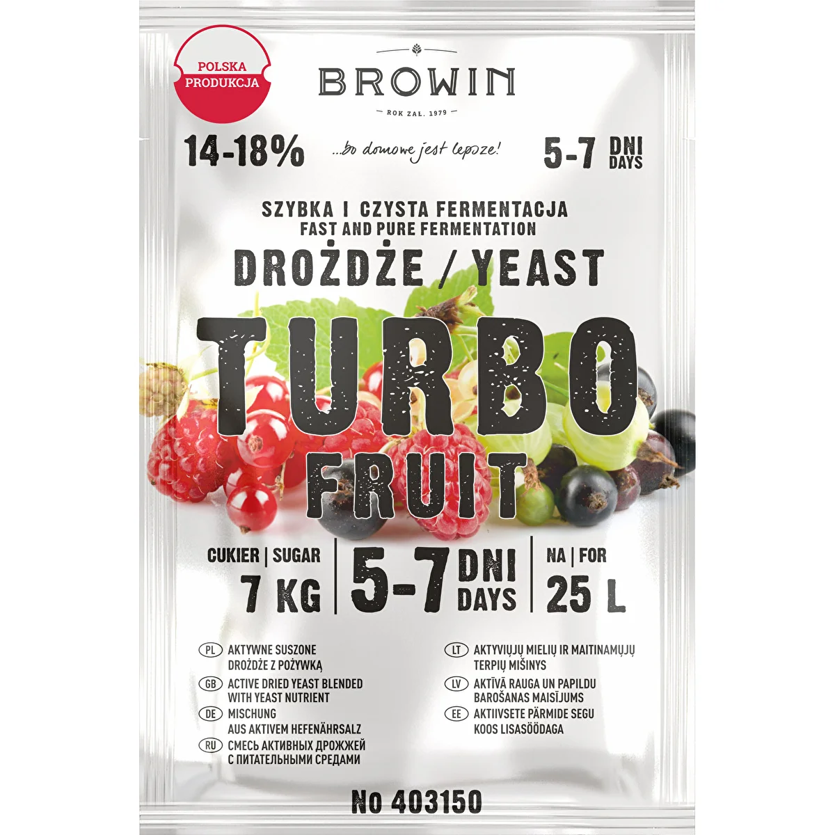 Turbo Fruit borélesztő 5-7 nap