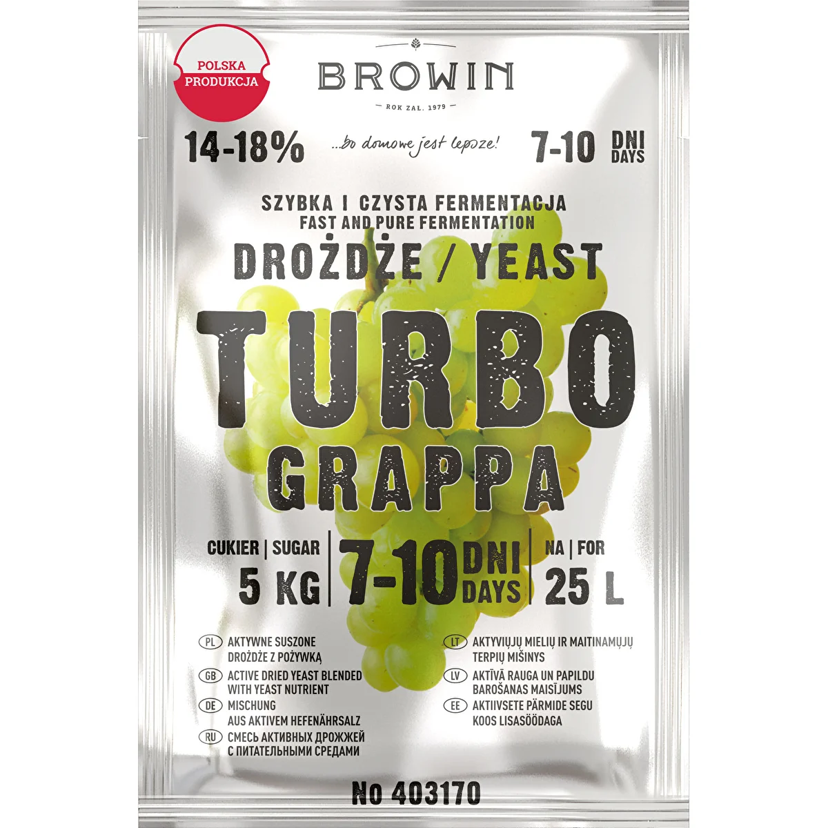 Párlatélesztő Turbo Grappa 7–10 nap