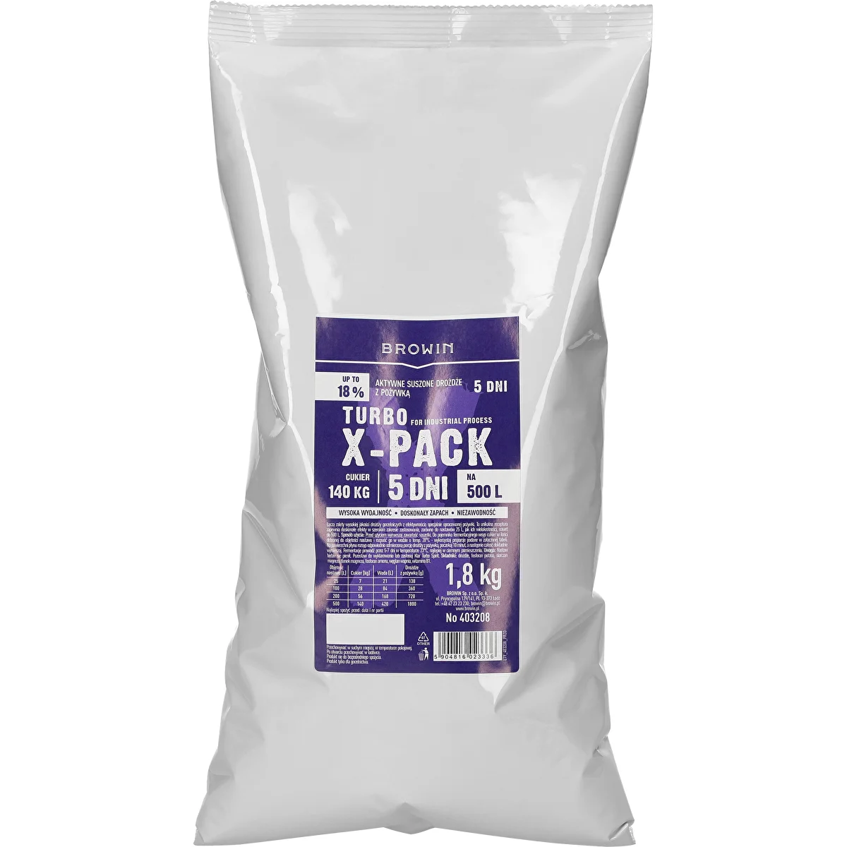 Turbo X-Pack 1,8 kg turbóélesztő - professzionális, nagy cefremennyiségekhez