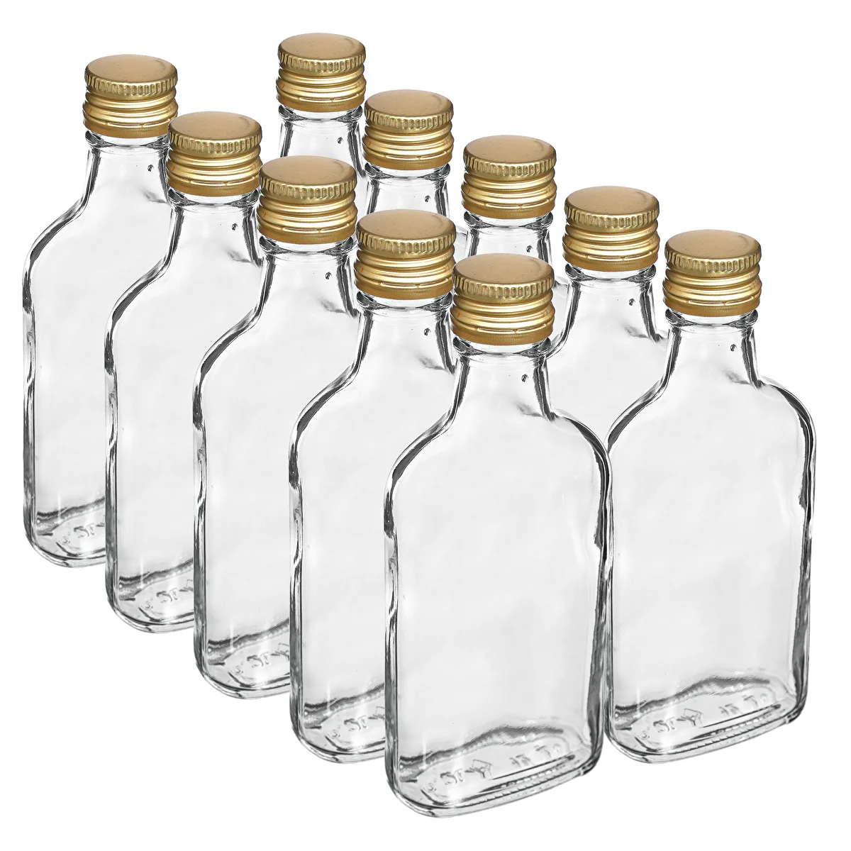 Likőrös laposüveg csavaros kupakkal, 200 ml, 10 db