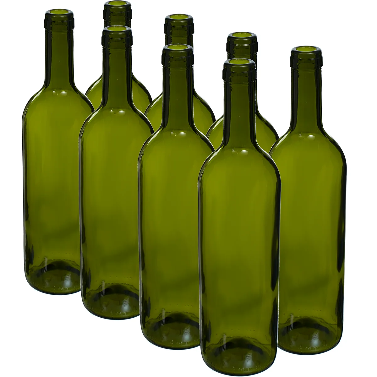 Olívazöld borospalack 0,75 L - 8 db-os zsugorfóliás csomag