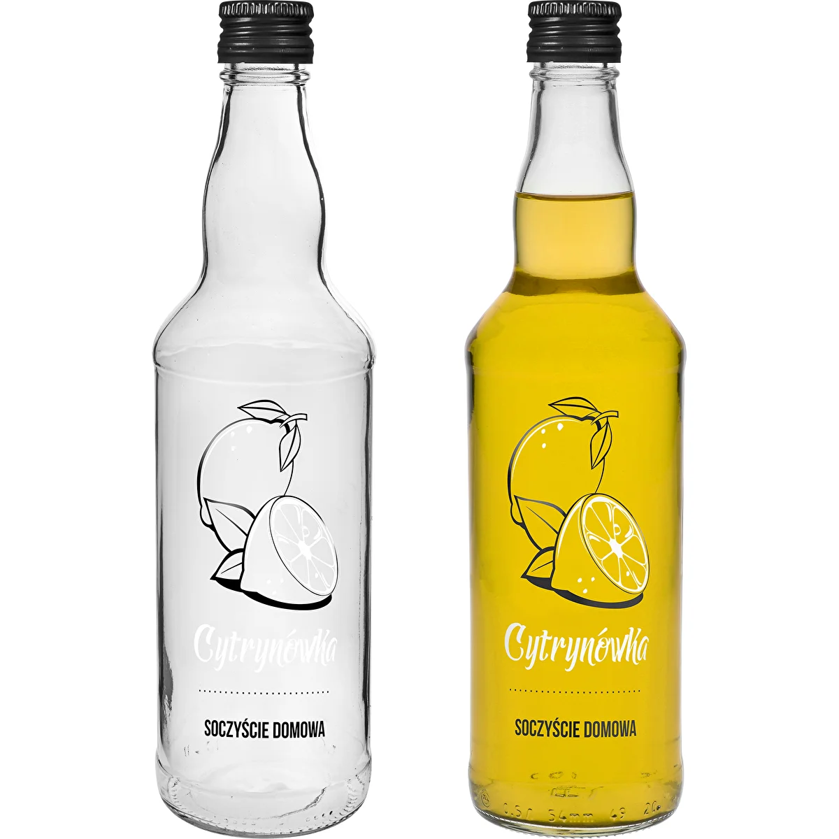 500 ml-es üvegpalack csavaros kupakkal, „Cytrynówka” felirattal, 1 db