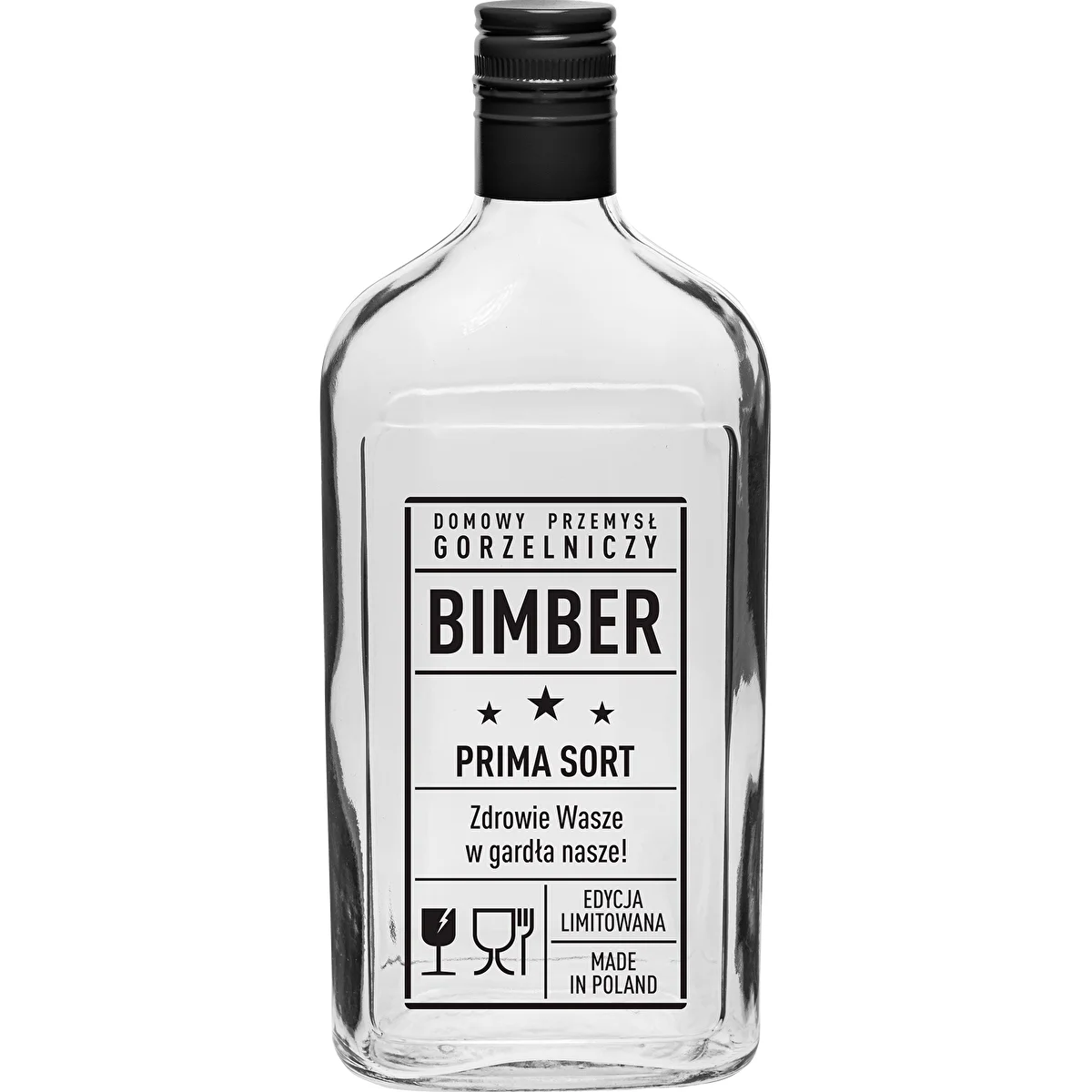 Laposüveg 500 ml, csavarzárral, „Bimber PRL” felirattal, 1 db