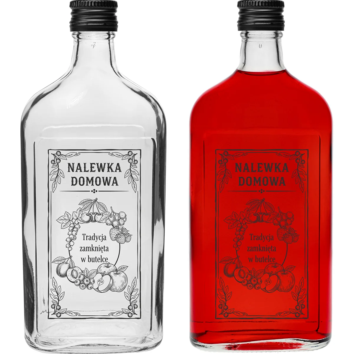 Laposüveg 500 ml csavaros kupakkal, „Házi likőr” felirattal, 1 db