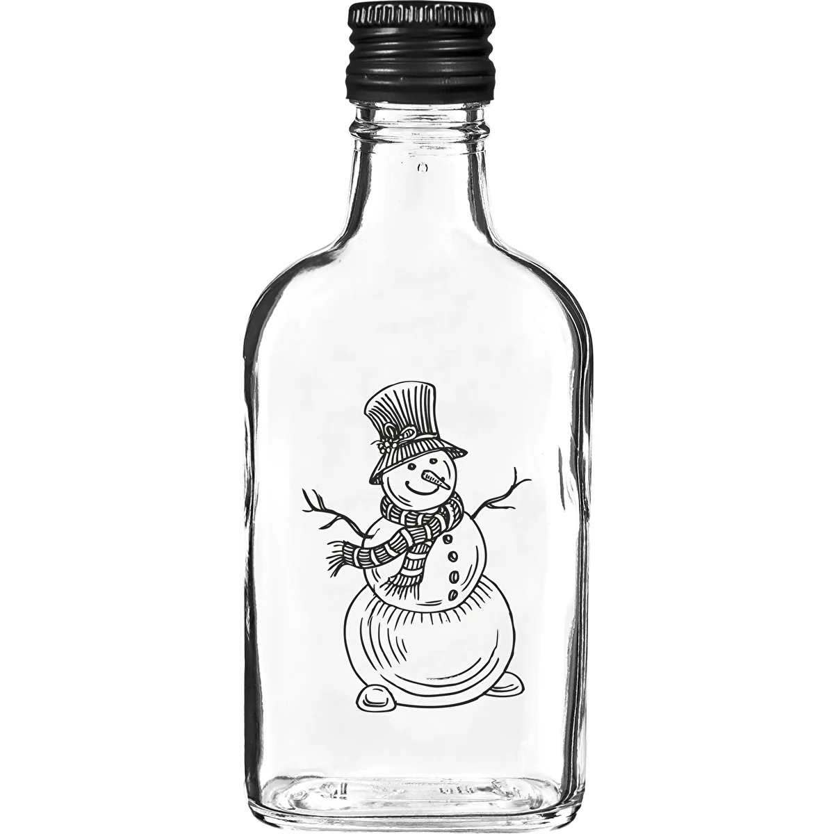 200 ml-es laposüveg csavaros kupakkal, „Hóember” mintával, 1 db