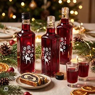 Receptura üvegpalack, 250 ml-es, kupakkal – Karácsonyi rénszarvas – photo 6