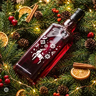 Tynktura palack, 500 ml-es, csavaros kupakkal – Ünnepi rénszarvas – photo 6