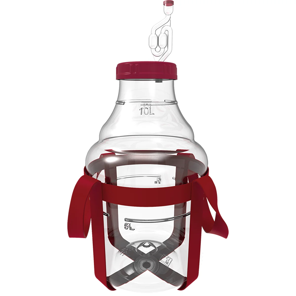 Könnyű, törhetetlen boros ballon hevederekkel, 10 L