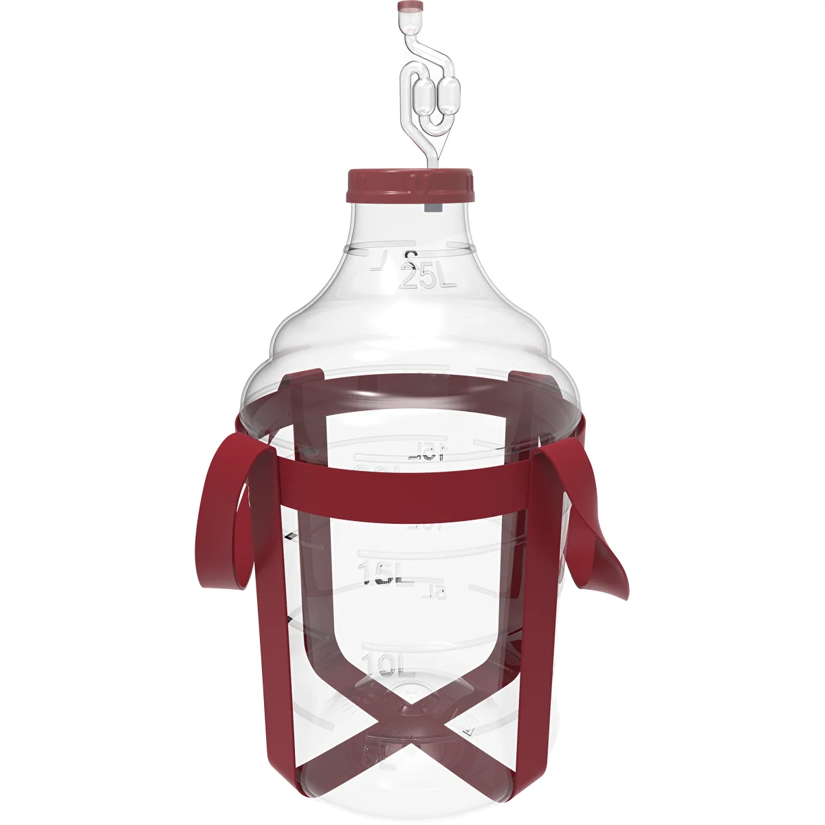 Könnyű, törhetetlen, hevederekkel ellátott boros ballon, 25 l