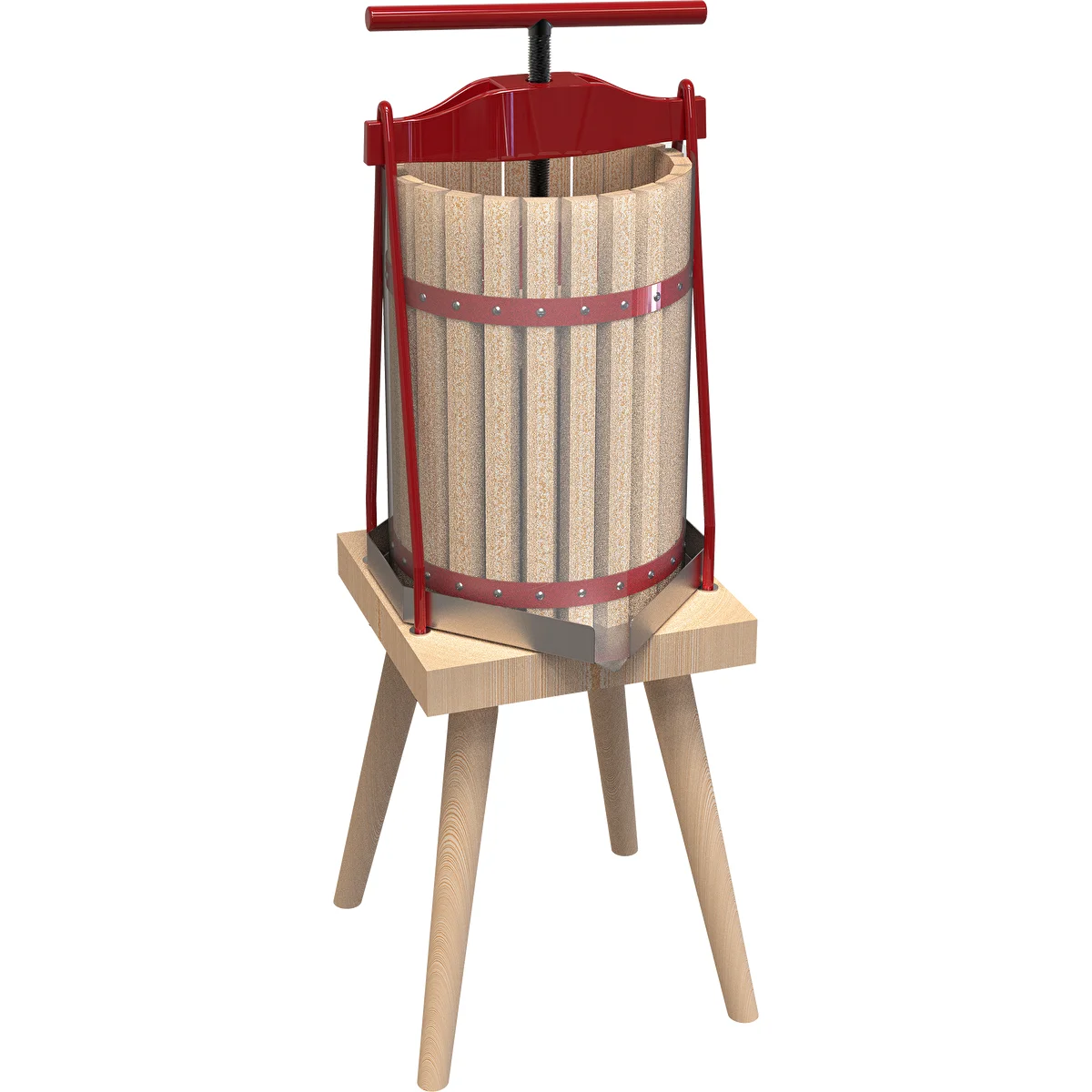 Keretes gyümölcsprés – fa kosárral, 10L