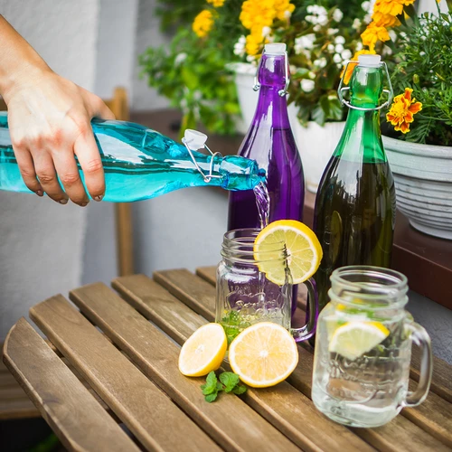 1 L-es üvegpalack hermetikus zárással - különböző színekben - 5