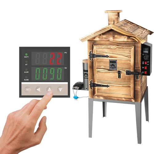 115 l-es dragON Wood 60E füstölő – fatüzelésű, fa házas kivitel, elektromos fűtőmodullal és vezérlővel