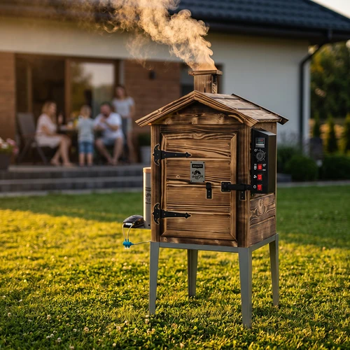 115 l-es dragON Wood 60E füstölő – fatüzelésű, fa házas kivitel, elektromos fűtőmodullal és vezérlővel - 12