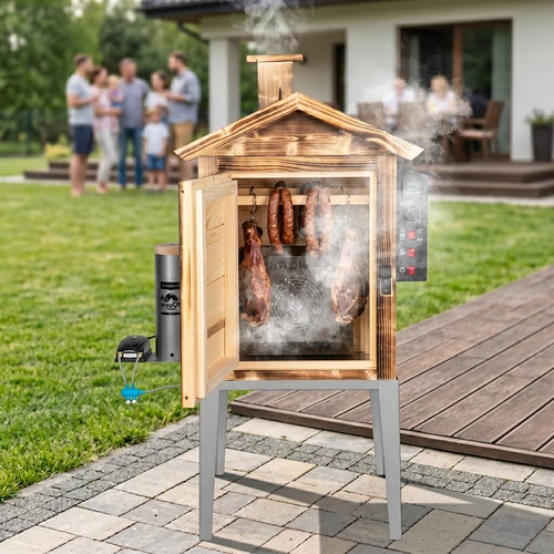 115 l-es dragON Wood 60E füstölő – fatüzelésű, fa házas kivitel, elektromos fűtőmodullal és vezérlővel - 13