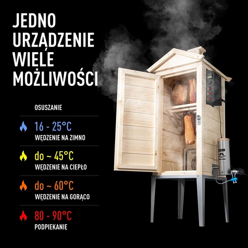 200 literes, fából készült kerti füstölő – dragON Wood 100E elektromos fűtőmodullal és vezérlővel - 4