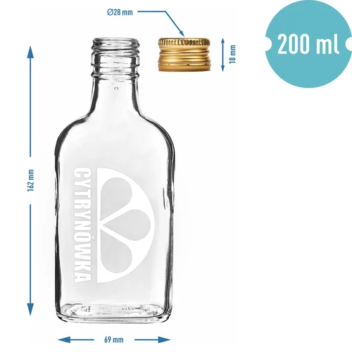 200 ml-es laposüveg csavaros kupakkal és „Citromlikőr” felirattal – 2. minta - 4