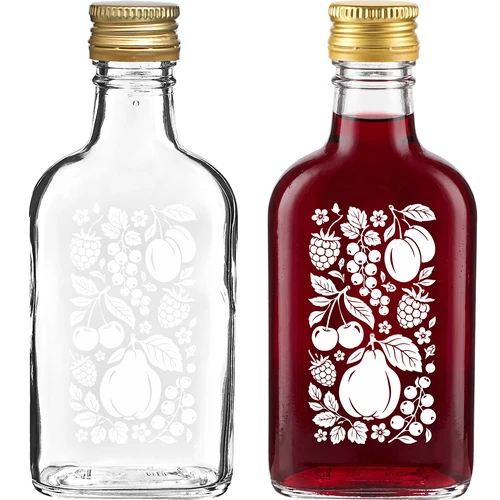 200 ml-es laposüveg csavaros kupakkal, „Gyümölcsök” nyomattal (2. minta) - 2