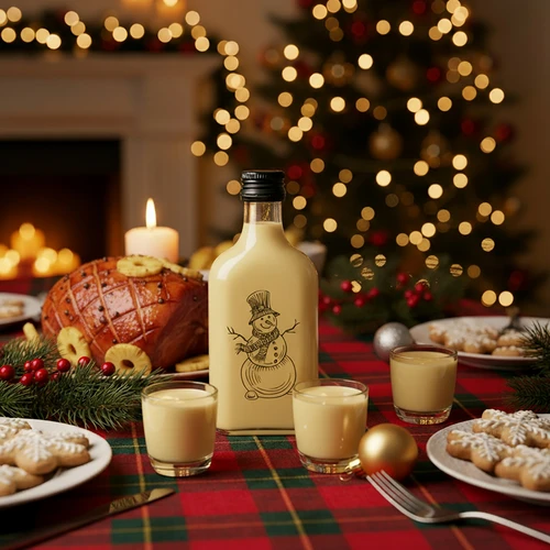 200 ml-es laposüveg csavaros kupakkal, „Hóember” mintával, 1 db - 6