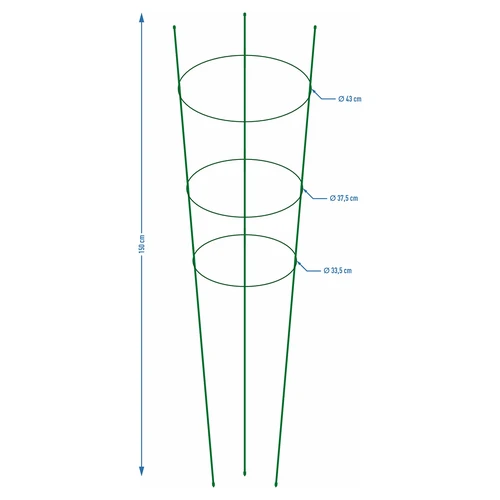 3 gyűrűs növénytámasz, 1,5 m - 2