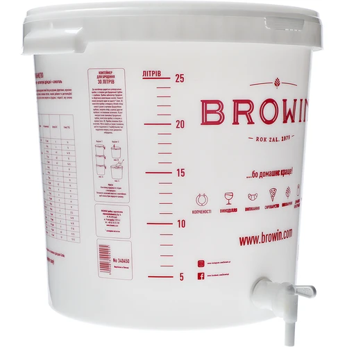 30 L-es erjesztő edény fedéllel, csappal és erjesztőcsővel UA - 5