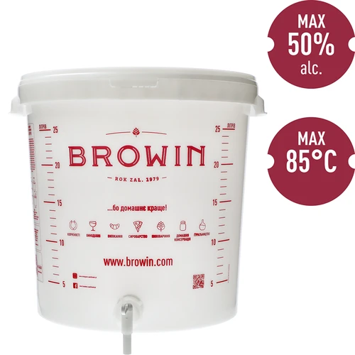 30 L-es erjesztő edény fedéllel, csappal és erjesztőcsővel UA - 6