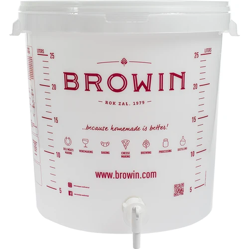 30 l-es erjesztőtartály fedéllel - bővített készlet: 2 erjesztőcső, 2 dugó, csap, EN - 5