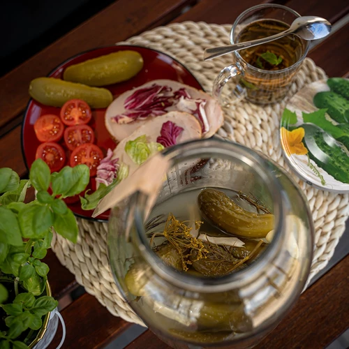 4 l-es befőttes üveg, színes csavaros tető + villa vagy csipesz - 8