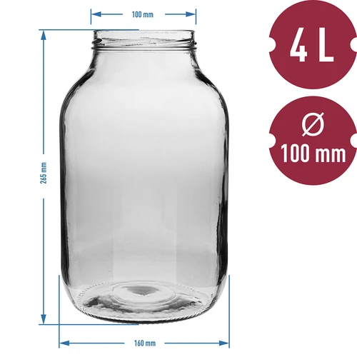4 l-es befőttesüveg fekete ø 100 csavaros tetővel - 6