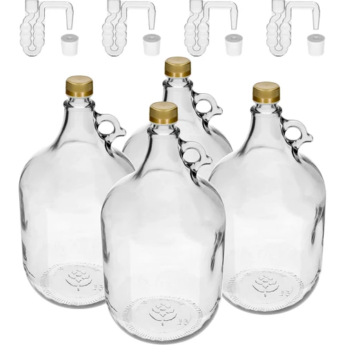 4 x Dama 5 l dugóval, erjesztőcsővel és csavaros kupakkal