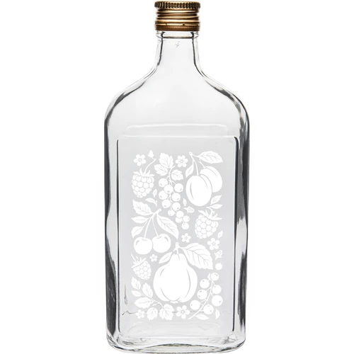 500 ml-es laposüveg csavaros kupakkal és „Gyümölcsök” nyomattal – 2. minta  - 1 