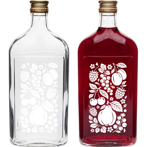 500 ml-es laposüveg csavaros kupakkal és „Gyümölcsök” nyomattal – 2. minta - 3