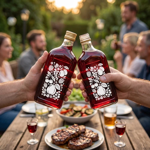 500 ml-es laposüveg csavaros kupakkal és „Gyümölcsök” nyomattal – 2. minta - 7